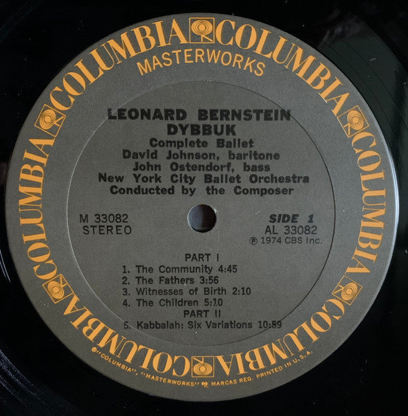 Leonard Bernstein, David Johnson (49), John Ostendorf, New York City Ballet Orchestra Conducted By The Composer  Choreography By  Jerome Robbins : Dybbuk (Complete Ballet) (LP,Album,Stereo)