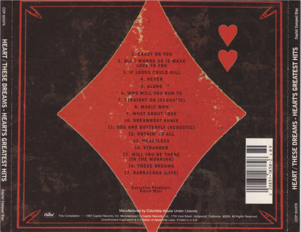 Heart : These Dreams - Heart's Greatest Hits (Compilation,Club Edition,Remastered)