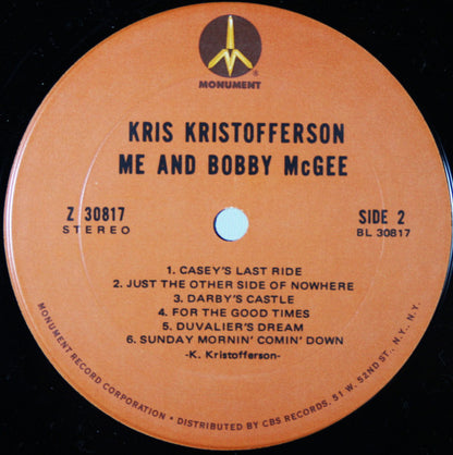 Kris Kristofferson : Me And Bobby McGee (LP,Album,Reissue)