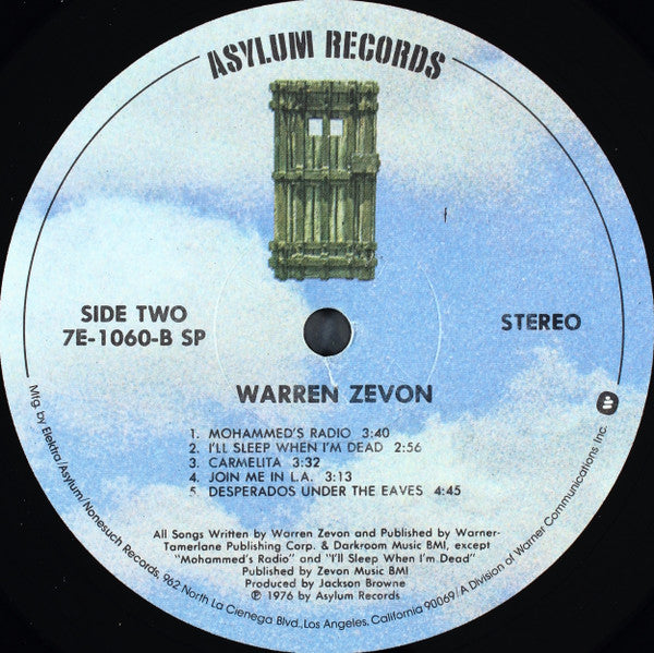 Warren Zevon : Warren Zevon (LP,Album,Stereo)