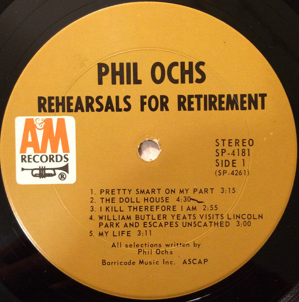 Phil Ochs : Rehearsals For Retirement (LP,Album,Stereo)
