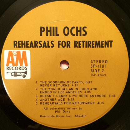 Phil Ochs : Rehearsals For Retirement (LP,Album,Stereo)