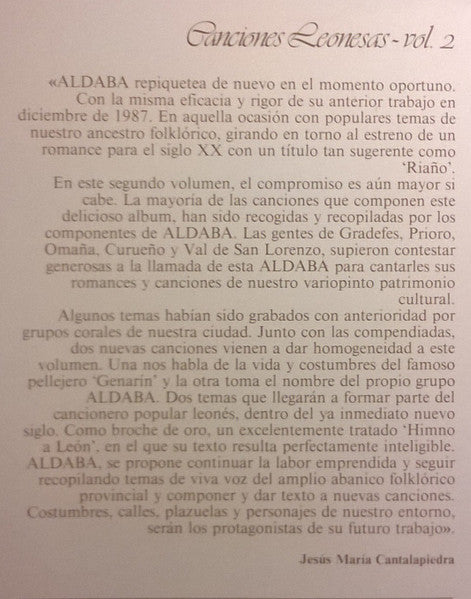 Aldaba : Canciones Leonesas - Vol. 2 (LP,Album)