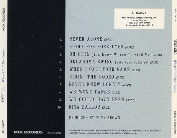 Vince Gill : When I Call Your Name (Album,Club Edition)