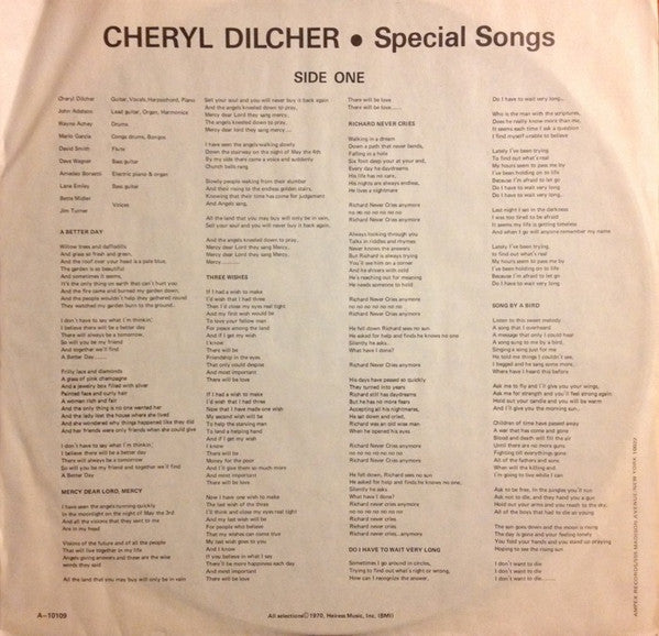 Cheryl Dilcher : Special Songs (LP,Album,Promo)