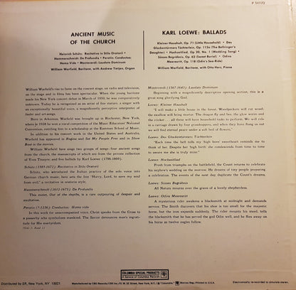 William Warfield : Ancient Music of the Church/Lowe: Ballads  (LP,Album,Reissue)