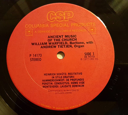 William Warfield : Ancient Music of the Church/Lowe: Ballads  (LP,Album,Reissue)