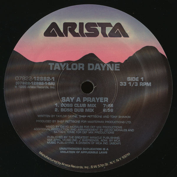 Taylor Dayne : Say A Prayer (12",33 ⅓ RPM)