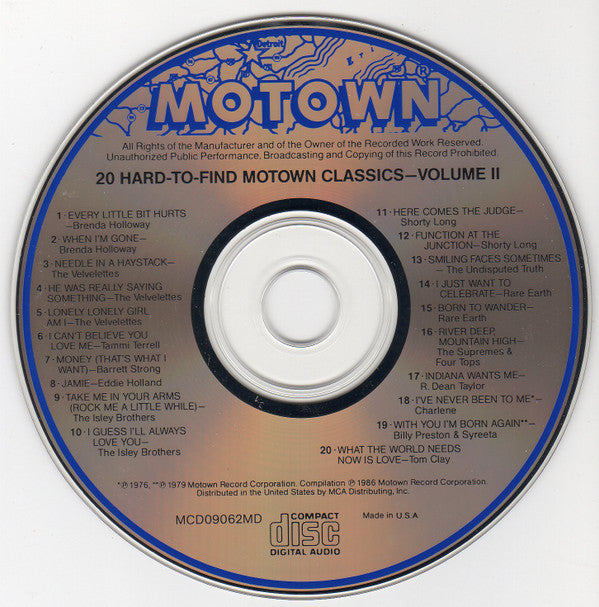 Various : 20 Hard-To-Find Motown Classics, Volume II (Compilation)