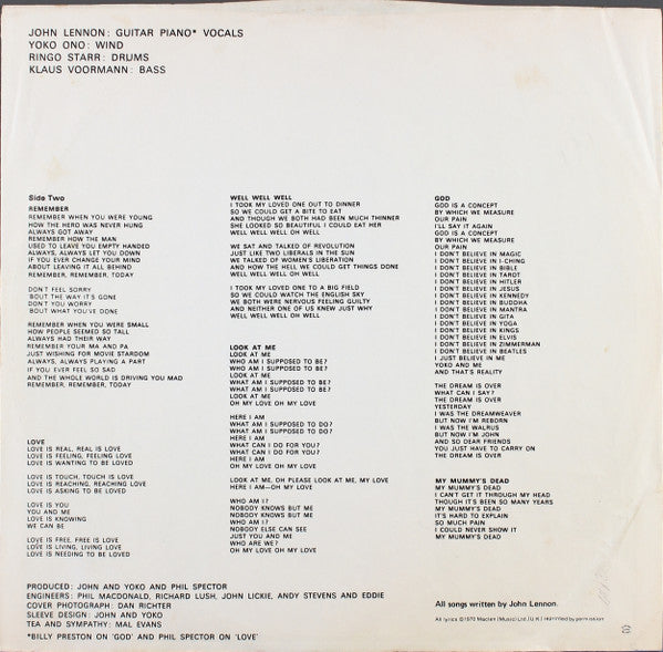 John Lennon / Plastic Ono Band, The : John Lennon / Plastic Ono Band (LP,Album)