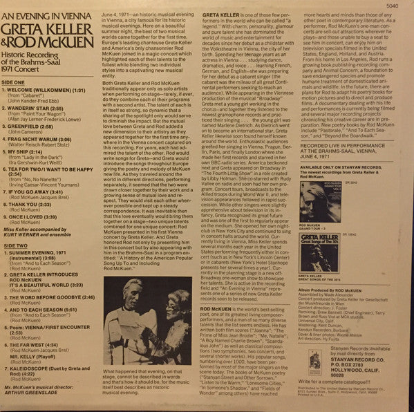 Greta Keller & Rod McKuen : An Evening In Vienna (LP,Album,Stereo)