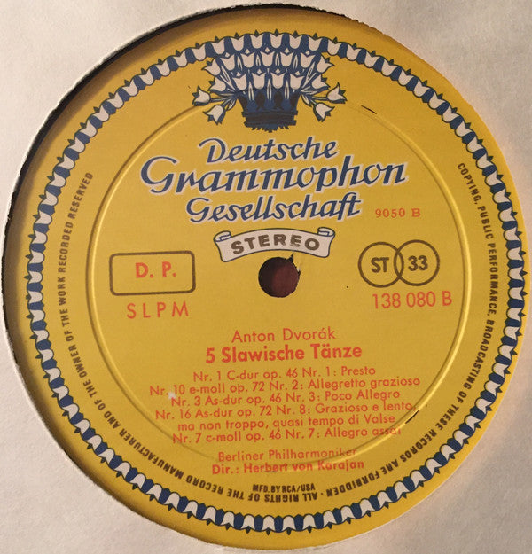 Herbert von Karajan And The Berliner Philharmoniker / Johannes Brahms / Antonín Dvořák : Dances By Brahms And Dvořák (LP,Reissue,Stereo)