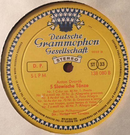 Herbert von Karajan And The Berliner Philharmoniker / Johannes Brahms / Antonín Dvořák : Dances By Brahms And Dvořák (LP,Reissue,Stereo)