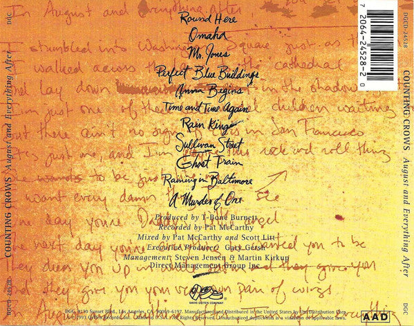 Counting Crows : August And Everything After (Album)