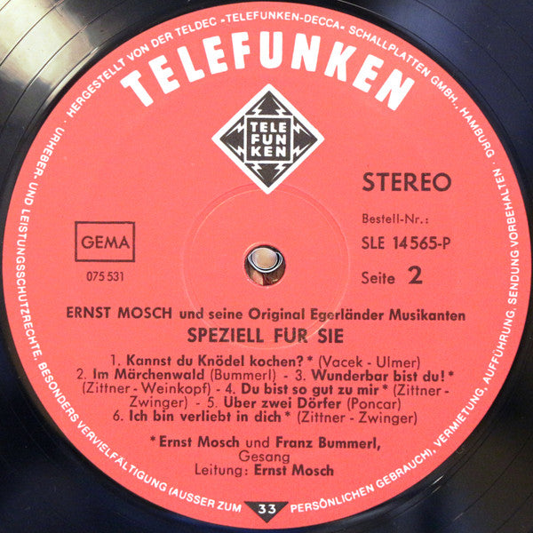 Ernst Mosch Und Seine Original Egerländer Musikanten : Speziell Für Sie (LP,Album)