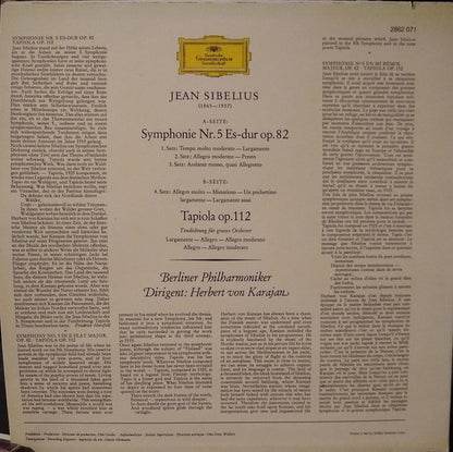 Jean Sibelius : Symphonie Nr. 5 Op. 82 / Tapiola Op.112 (LP,Album,Stereo)