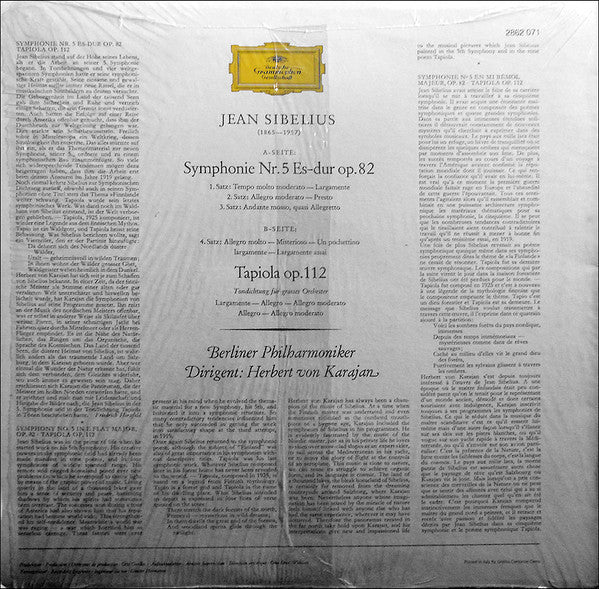 Jean Sibelius : Symphonie Nr. 5 Op. 82 / Tapiola Op.112 (LP,Album,Stereo)