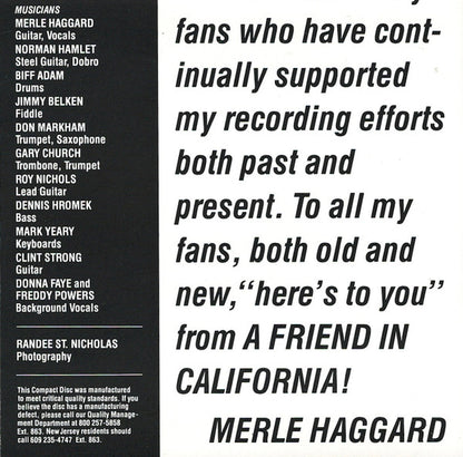 Merle Haggard : A Friend In California (Album)
