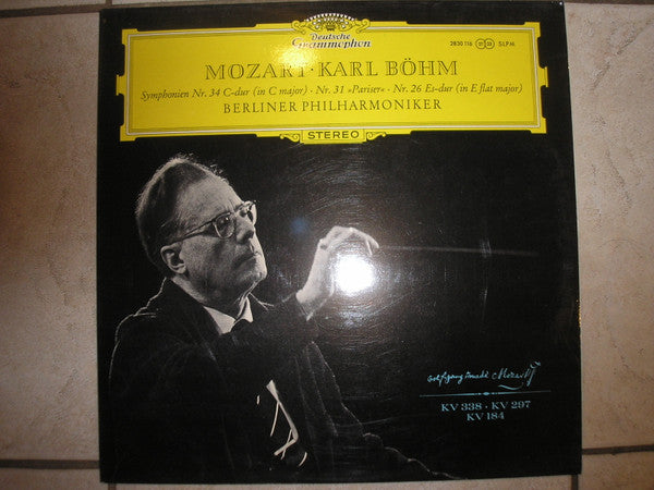 Wolfgang Amadeus Mozart - Berliner Philharmoniker, Karl Böhm : Symphony No. 34, 31 and 26 (12",33 ⅓ RPM,Album,Stereo)
