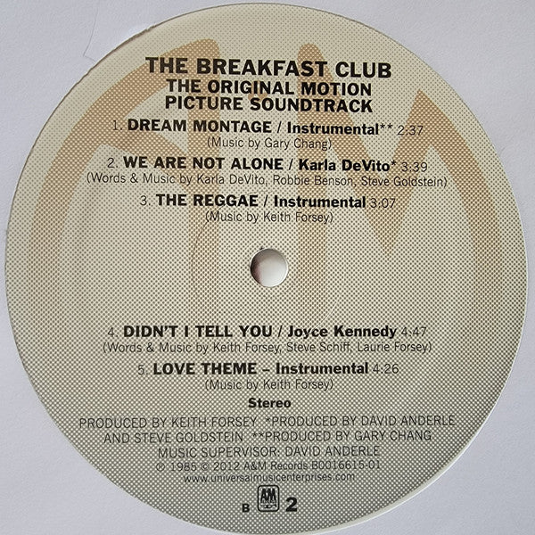 Various : The Breakfast Club (Original Motion Picture Soundtrack) (LP,Album,Reissue)