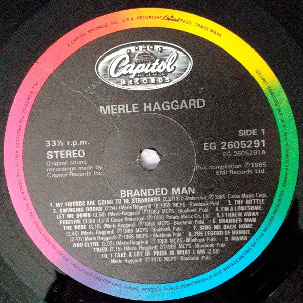 Merle Haggard : Branded Man (Featuring 20 Top 10 Country Hits) (LP,Compilation)