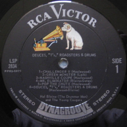 Hal Blaine & The Young Cougars : Deuces, "T's," Roadsters & Drums (LP,Album,Stereo)