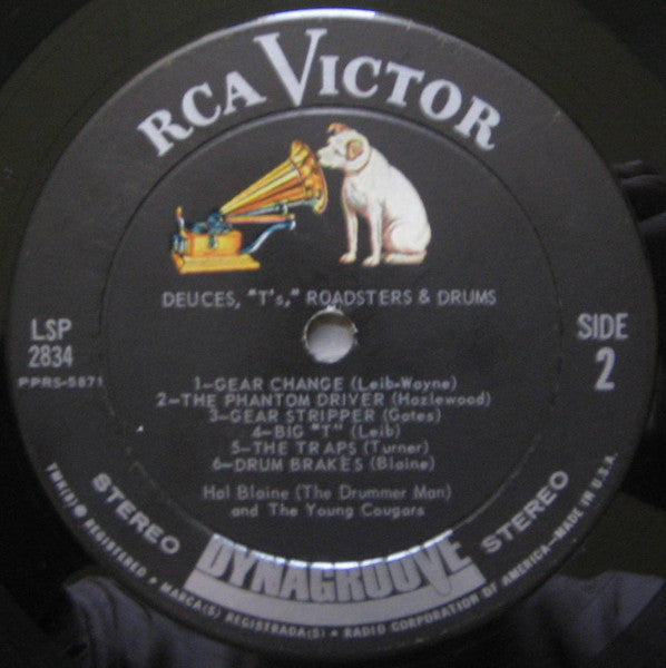 Hal Blaine & The Young Cougars : Deuces, "T's," Roadsters & Drums (LP,Album,Stereo)