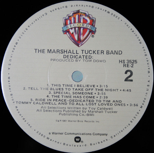 Marshall Tucker Band, The : Dedicated (LP,Album)