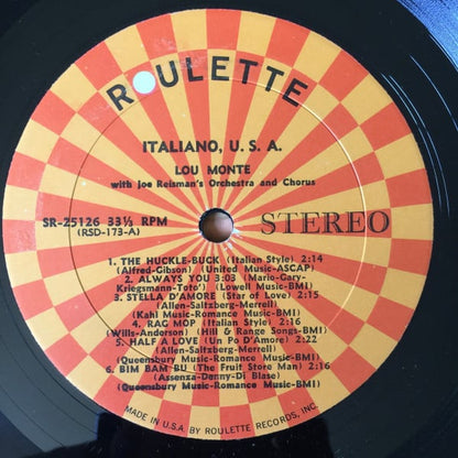 Lou Monte With Joe Reisman And His Orchestra : Italiano, U.S.A. (LP)