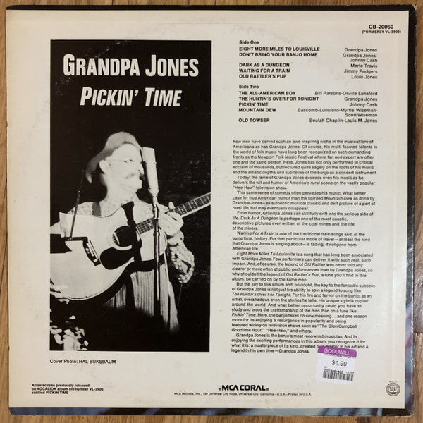 Grandpa Jones : Pickin' Time (LP,Reissue)