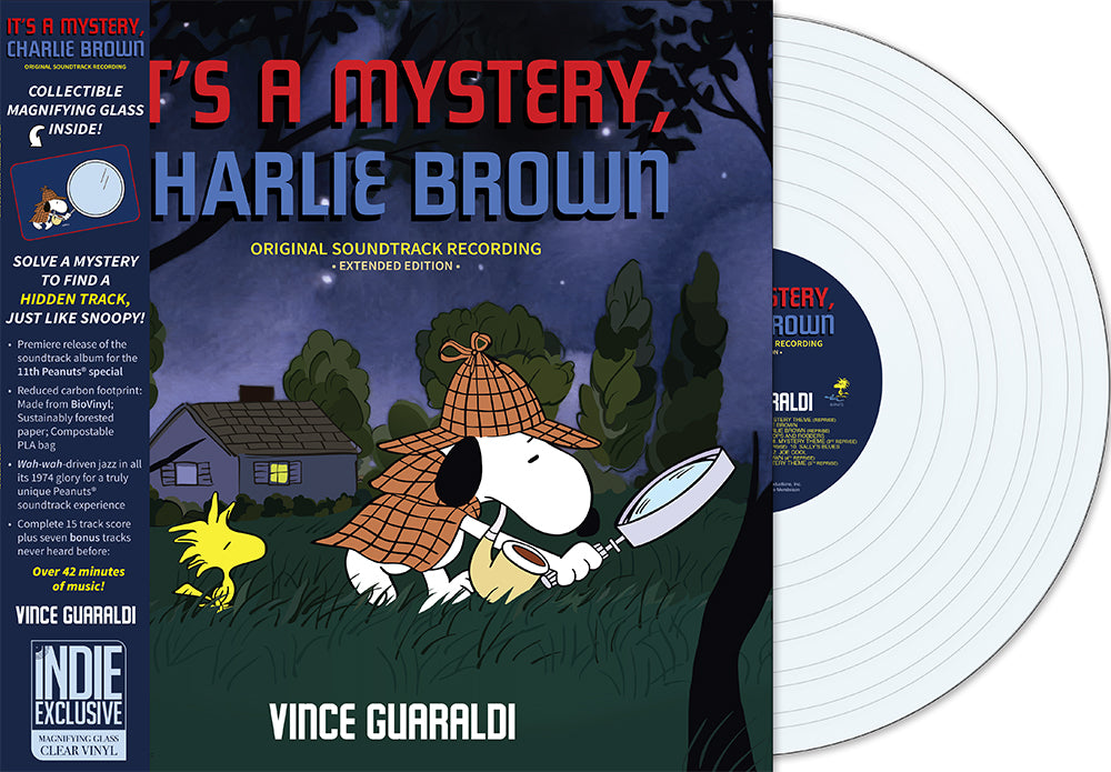 Vince Guaraldi - It's A Mystery, Charlie Brown (RSD Essentials, Indie Exclusive, Magnifying Glass Clear LP Vinyl) UPC: 840526509751