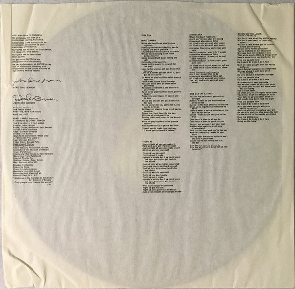 John Lennon : Mind Games (LP,Album,Stereo)
