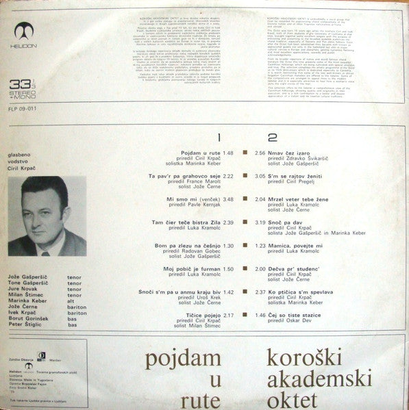 Koroški Akademski Oktet : Pojdam U Rute (LP,Album)