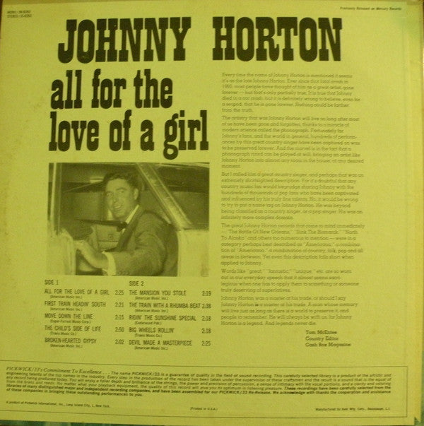 Johnny Horton : All For The Love Of A Girl (LP,Compilation)