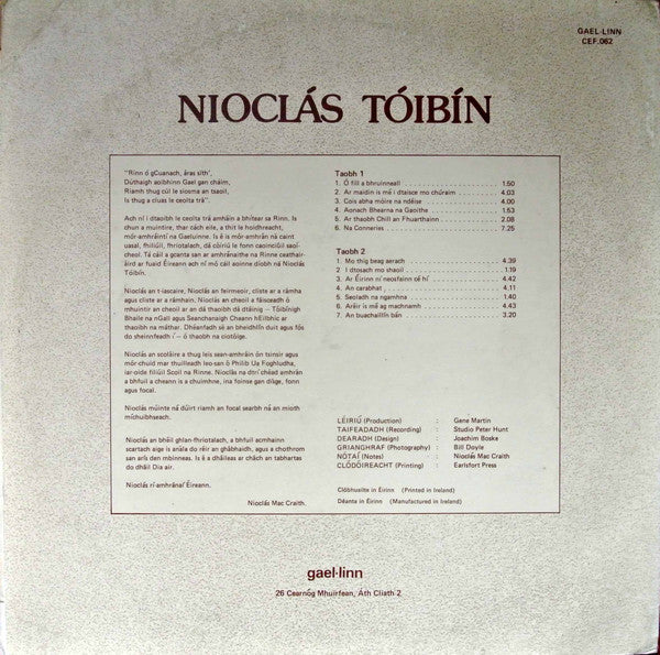 Nioclás Tóibín : Nioclás Tóibín (LP)