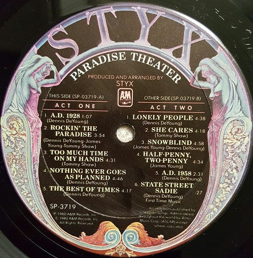 Styx : Paradise Theatre (LP,Album,Etched,Stereo)