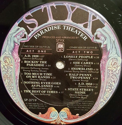 Styx : Paradise Theatre (LP,Album,Etched,Stereo)