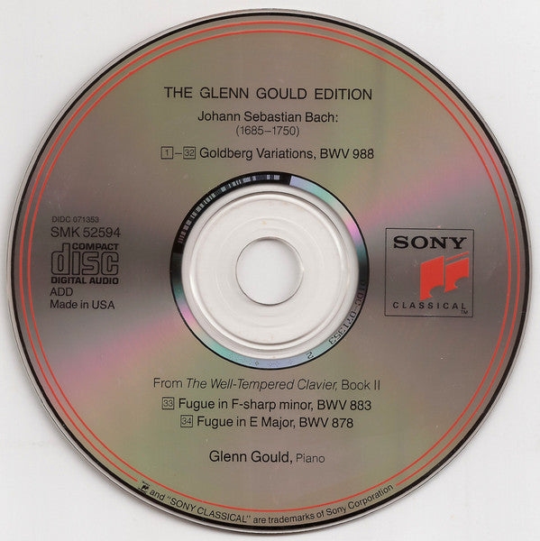 Johann Sebastian Bach, Glenn Gould : Goldberg Variations BWV 988 (The Historic 1955 Debut Recording) (Album,Reissue,Remastered,Mono)