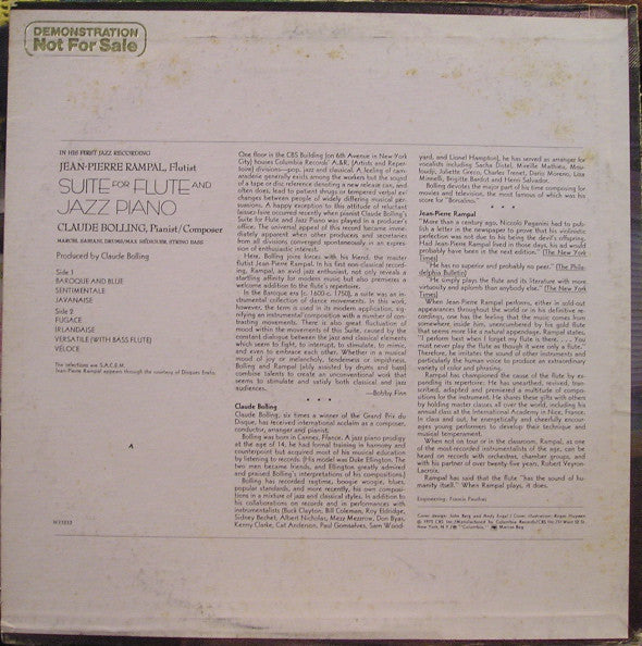 Jean-Pierre Rampal / Claude Bolling : Suite For Flute And Jazz Piano (LP,Album)