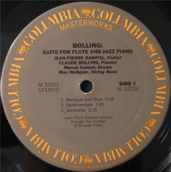 Jean-Pierre Rampal / Claude Bolling : Suite For Flute And Jazz Piano (LP,Album)
