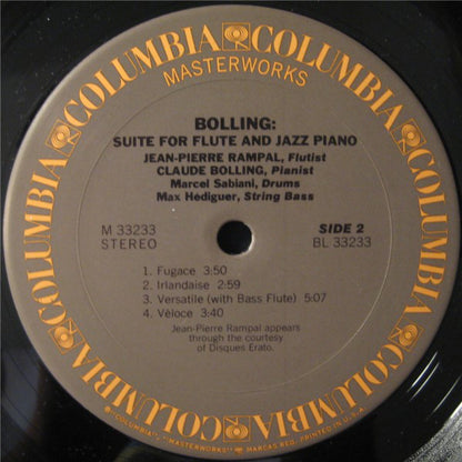 Jean-Pierre Rampal / Claude Bolling : Suite For Flute And Jazz Piano (LP,Album)