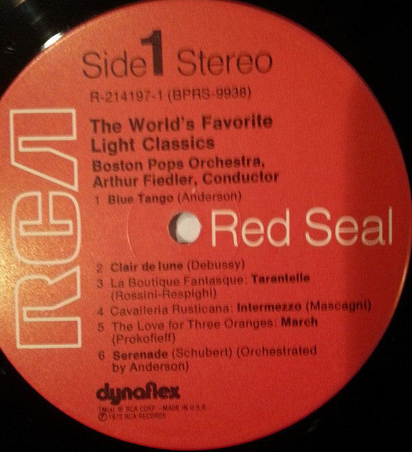 Arthur Fiedler, Boston Pops Orchestra, The : The World's Favorite Light Classics (LP,Compilation,Stereo)