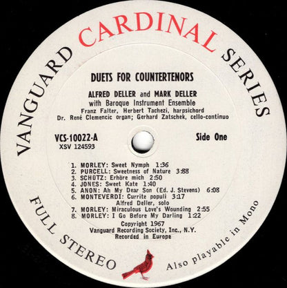 Alfred Deller, Mark Deller : Duets For Countertenors (LP,Stereo)