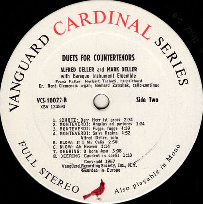 Alfred Deller, Mark Deller : Duets For Countertenors (LP,Stereo)