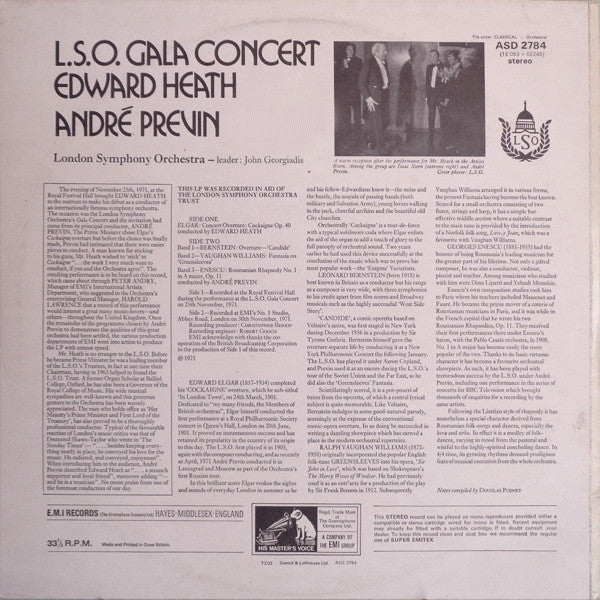 André Previn, Edward Heath : L.S.O. Gala Concert (LP,Stereo)