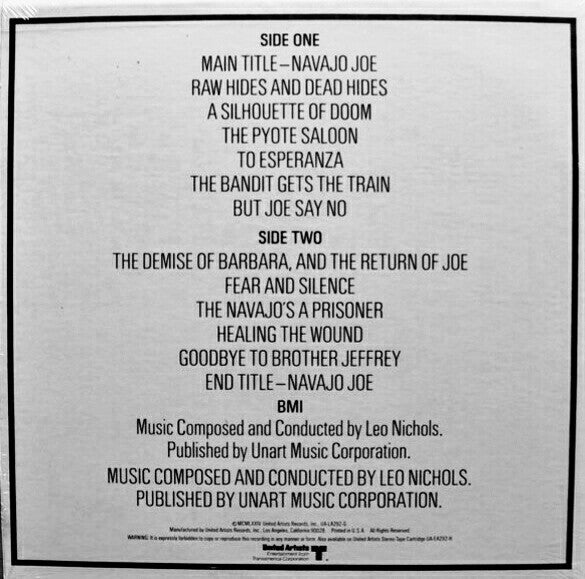 Leo Nichols : Navajo Joe (Original Motion Picture Soundtrack) (LP,Album,Reissue,Stereo)