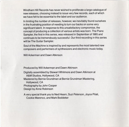 Various : Soul Of The Machine - The Windham Hill Sampler Of New Electronic Music (Compilation)