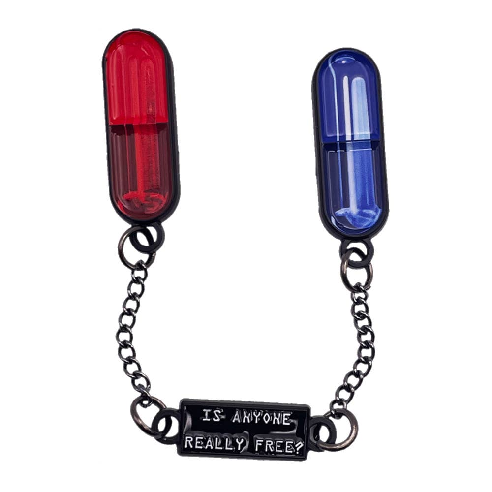 Enamel Pin - The Matrix - Red & Blue Pill With Charm
