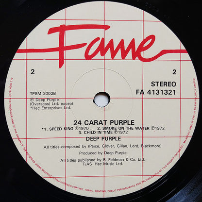 Deep Purple : 24 Carat Purple (LP,Compilation,Reissue)