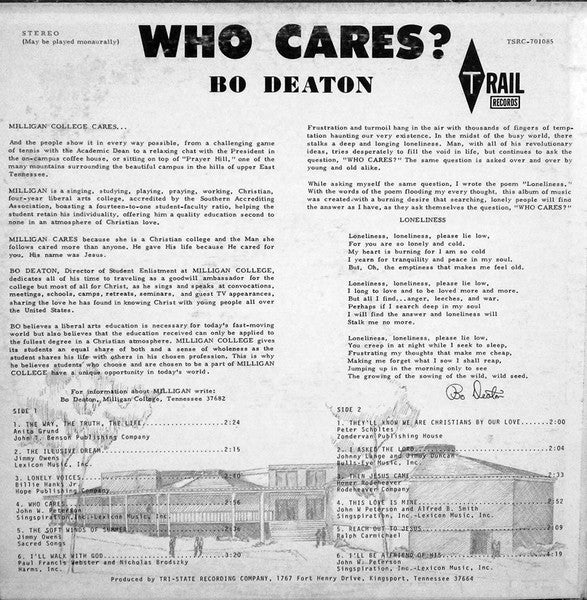 Bo Deaton : Who Cares? (LP,Album,Stereo)